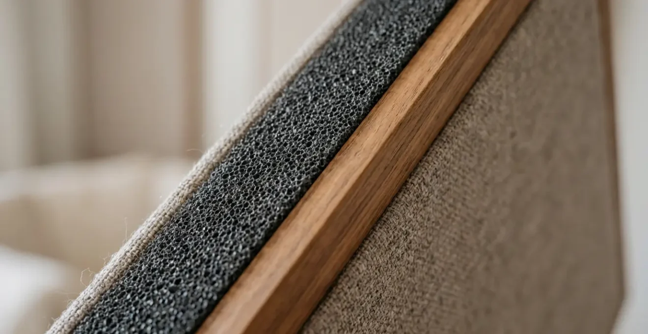 Cross-section view of acoustic foam mounted behind picture frame with air gap