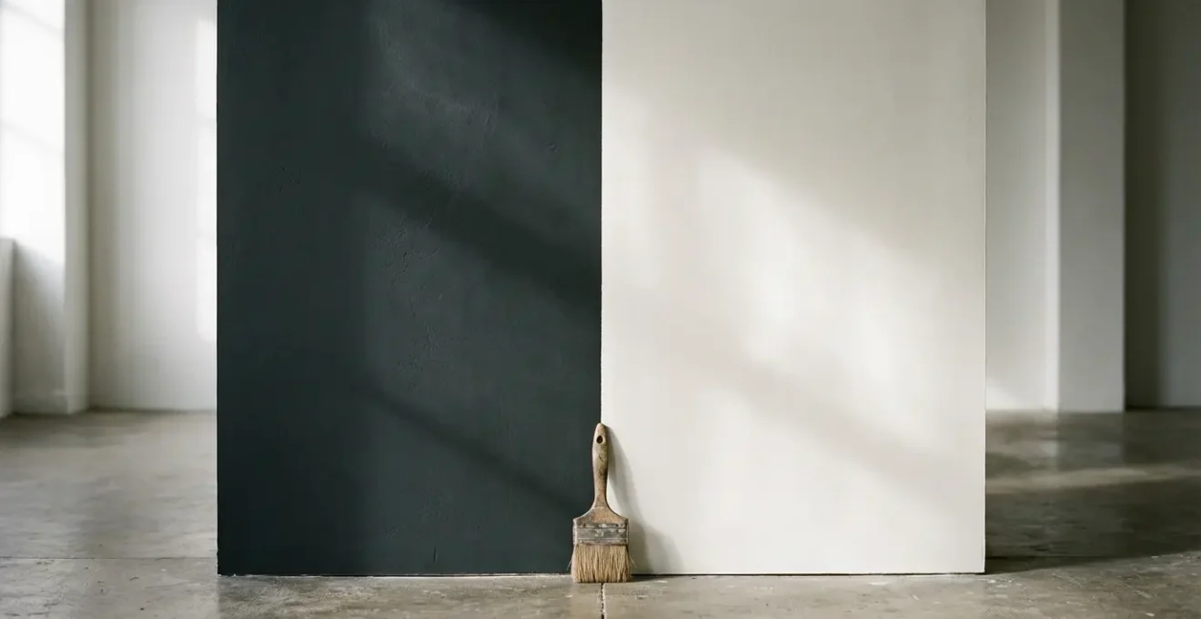 Comparison of matte and satin paint finishes on an interior wall showing light reflection differences