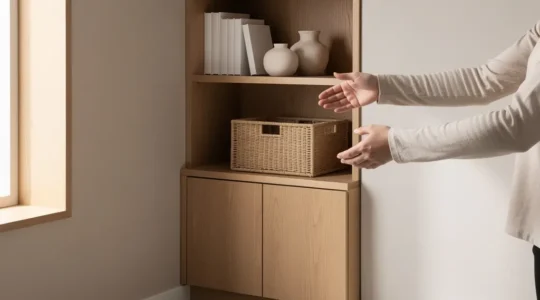 Modern home interior showcasing innovative corner storage solutions transforming unused spaces