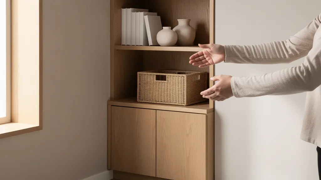 Modern home interior showcasing innovative corner storage solutions transforming unused spaces