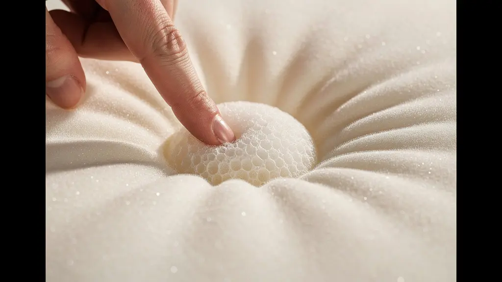 Close-up demonstration of the push back test on sofa cushion foam