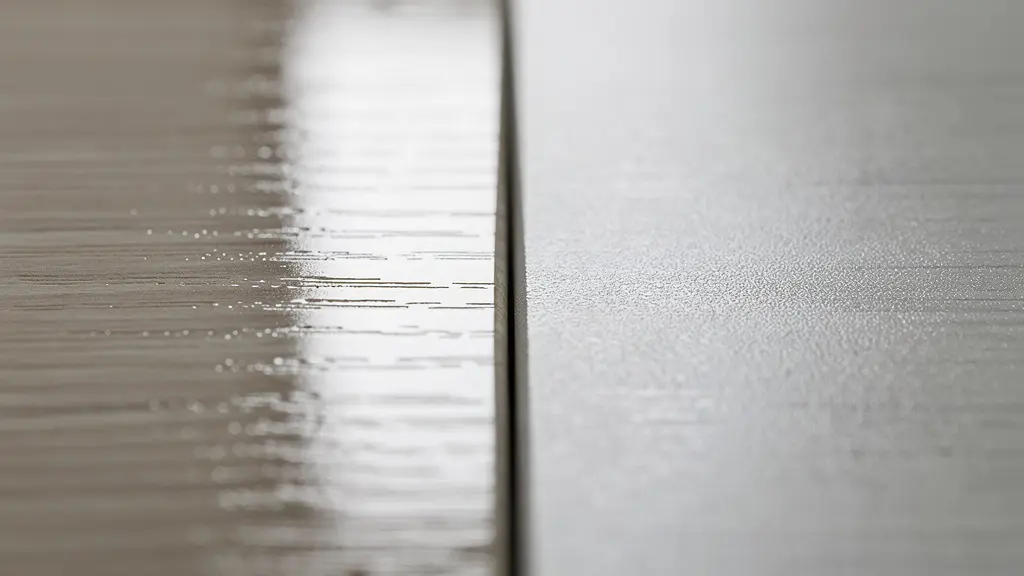 Close-up comparison of light behavior on glossy and matte cabinet surfaces